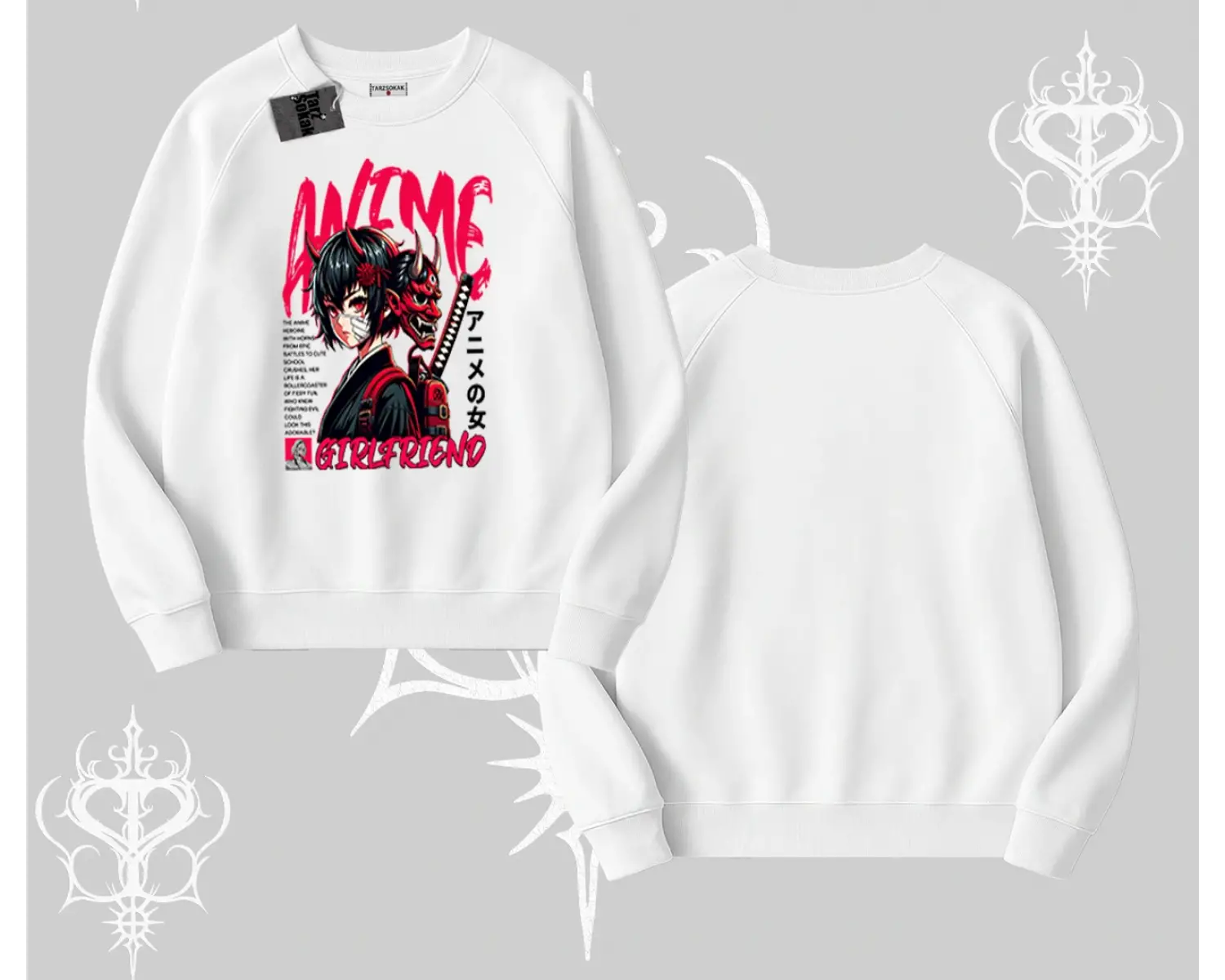 Biskilet Sweatshirt Anime Girlfriend Kırmızı