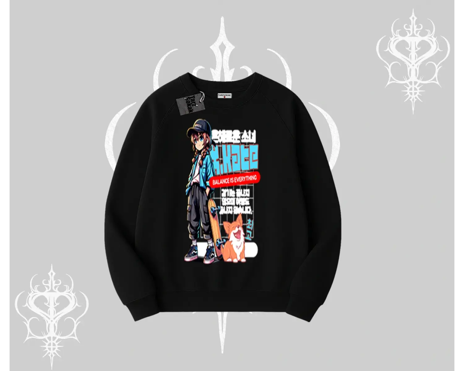 Biskilet Sweatshirt Anime Hiker Girl Balance Is Everything Baskılı