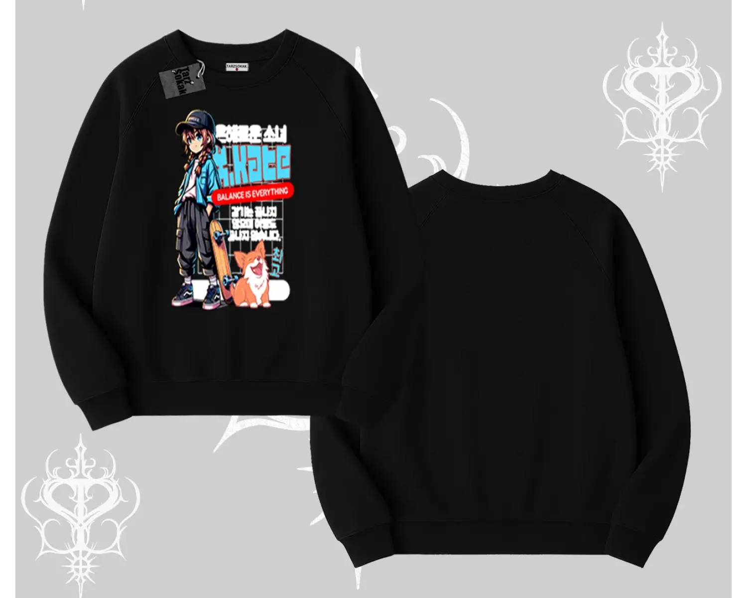 Biskilet Sweatshirt Anime Hiker Girl Balance Is Everything Baskılı