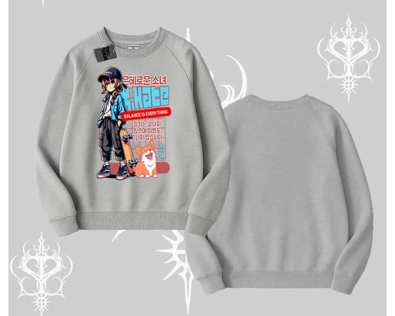 Biskilet Sweatshirt Anime Hiker Girl Balance Is Everything Baskılı