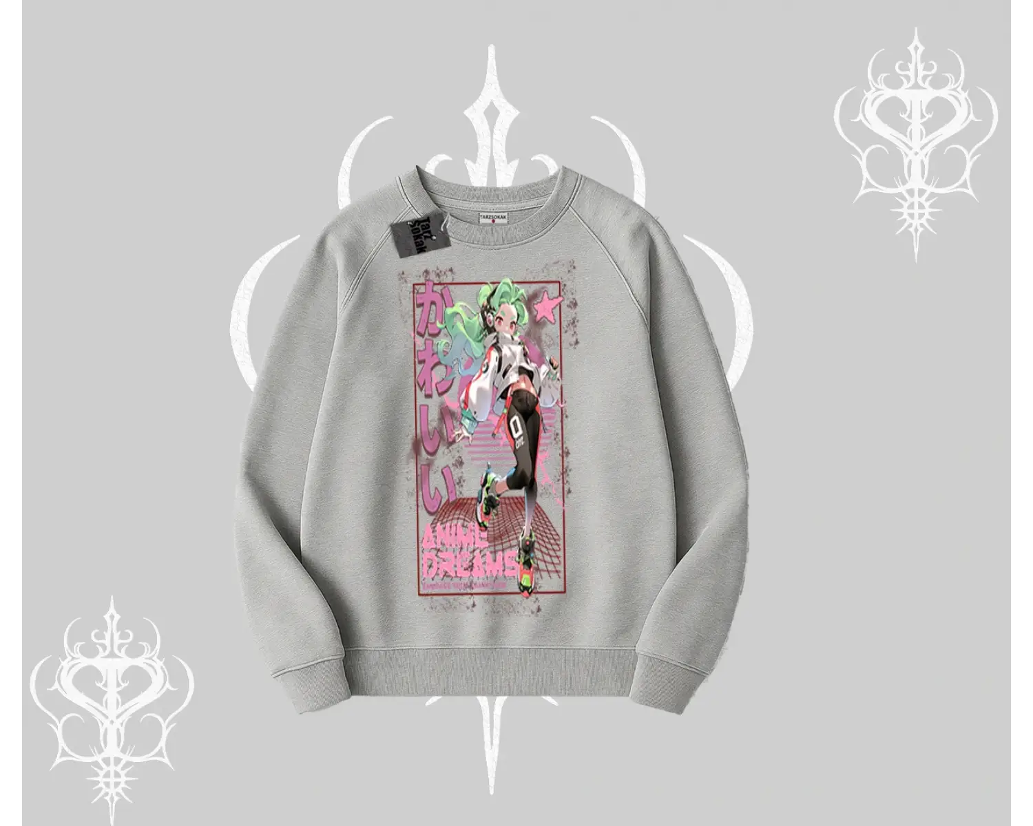 Biskilet Sweatshirt Anime Kawaii Japon Kız Desenli