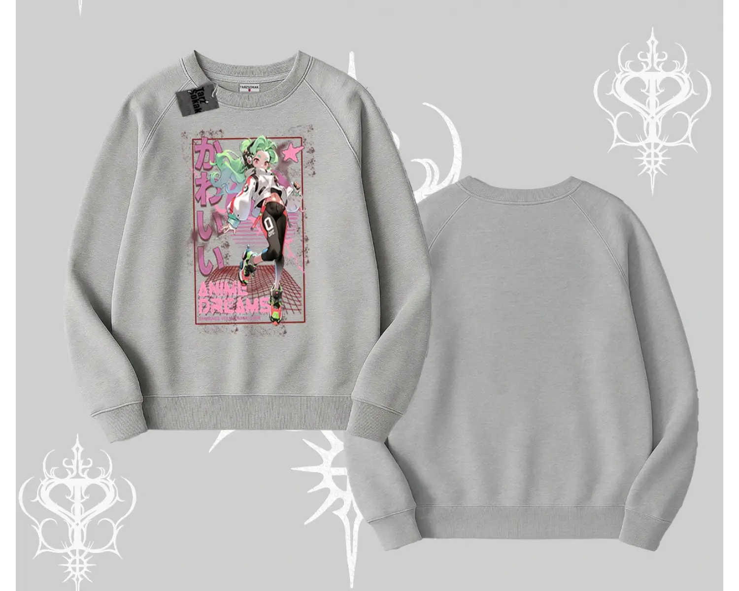 Biskilet Sweatshirt Anime Kawaii Japon Kız Desenli