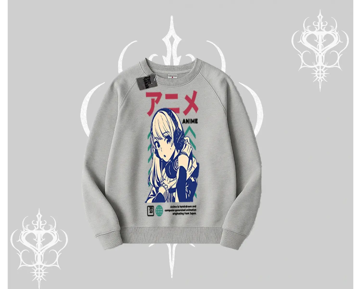 Biskilet Sweatshirt Anime Kız Desenli Japon Tarzı