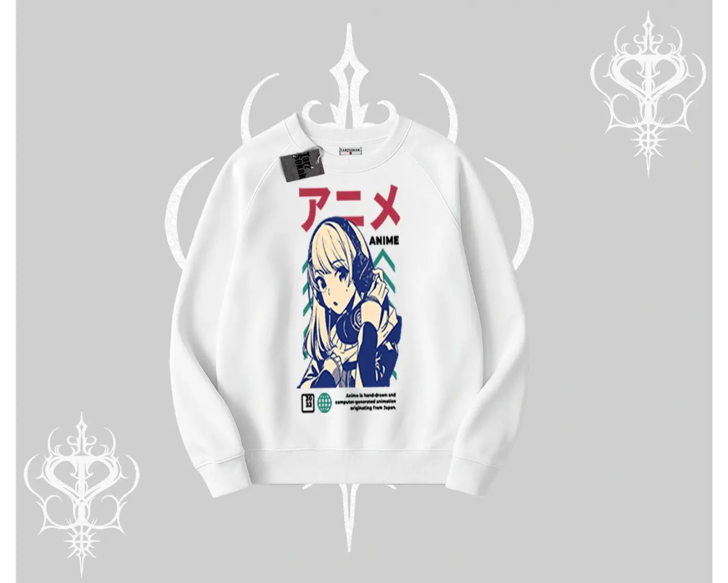 Biskilet Sweatshirt Anime Kız Desenli Japon Tarzı