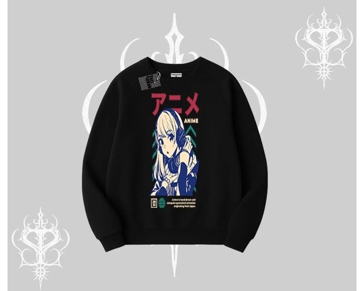 Biskilet Sweatshirt Anime Kız Desenli Japon Tarzı
