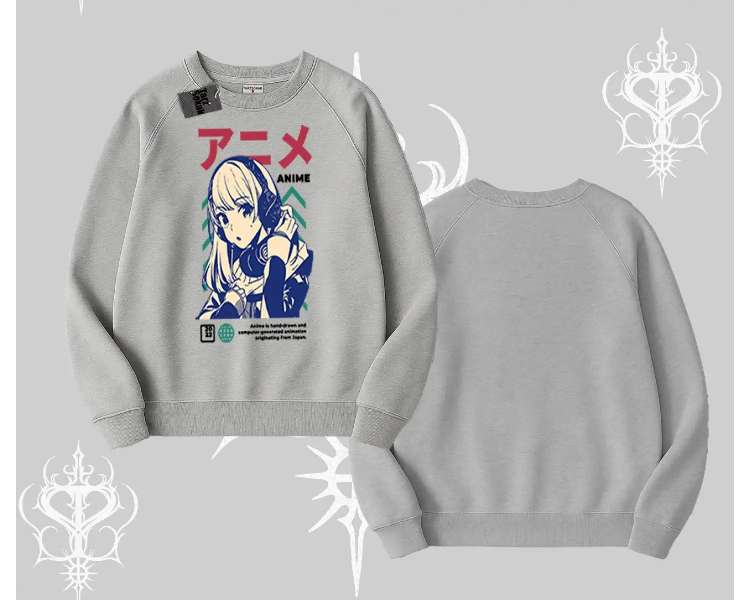Biskilet Sweatshirt Anime Kız Desenli Japon Tarzı