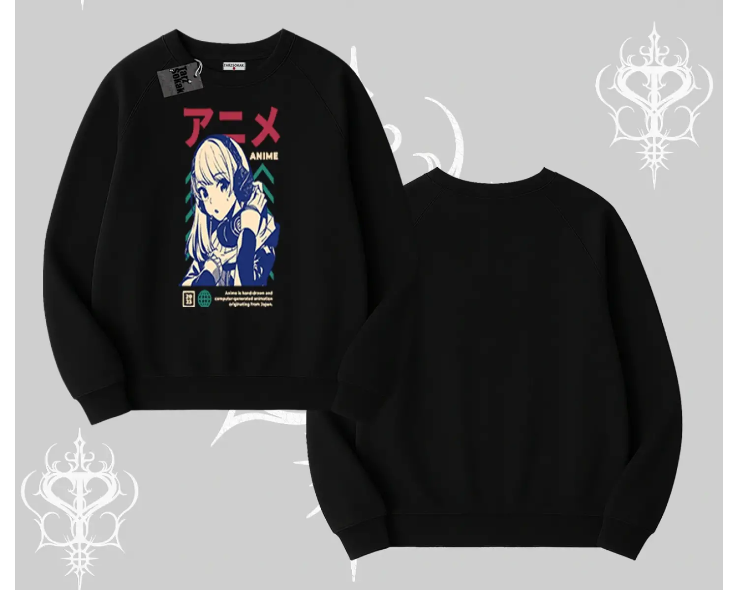 Biskilet Sweatshirt Anime Kız Desenli Japon Tarzı