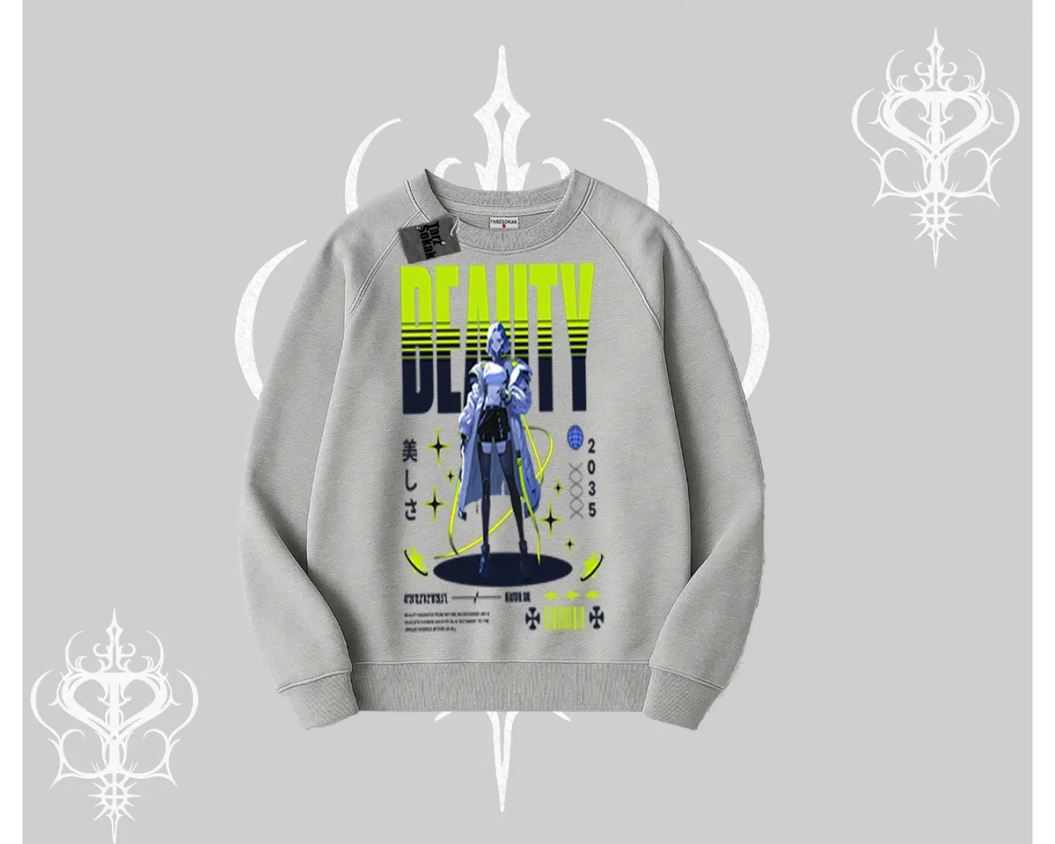 Biskilet Sweatshirt Anime Unity Neon Detaylı Grafik Baskılı