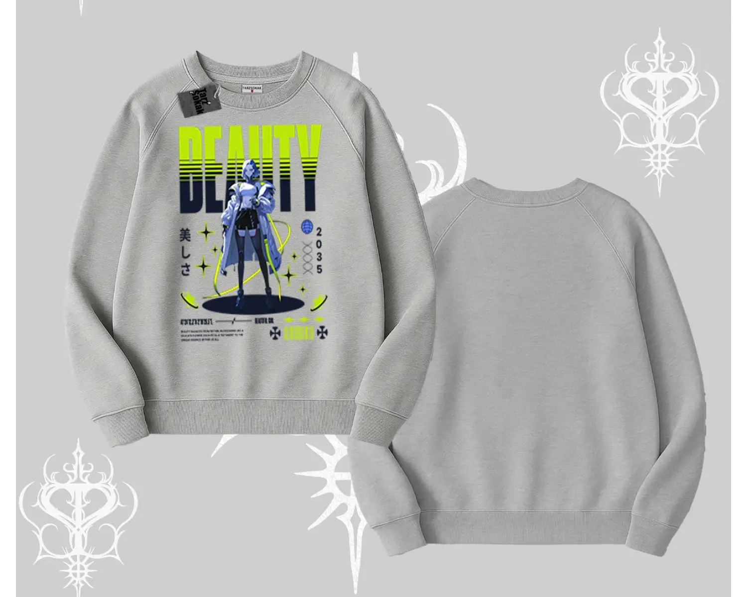 Biskilet Sweatshirt Anime Unity Neon Detaylı Grafik Baskılı