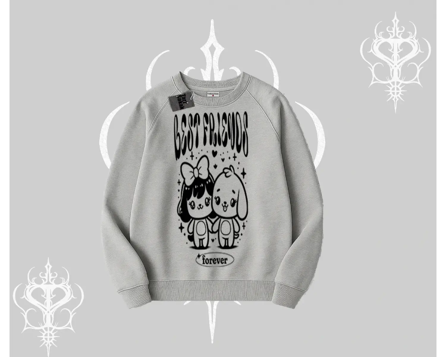 Biskilet Sweatshirt Best Friends Forever Baskılı Sevimli Tasarım