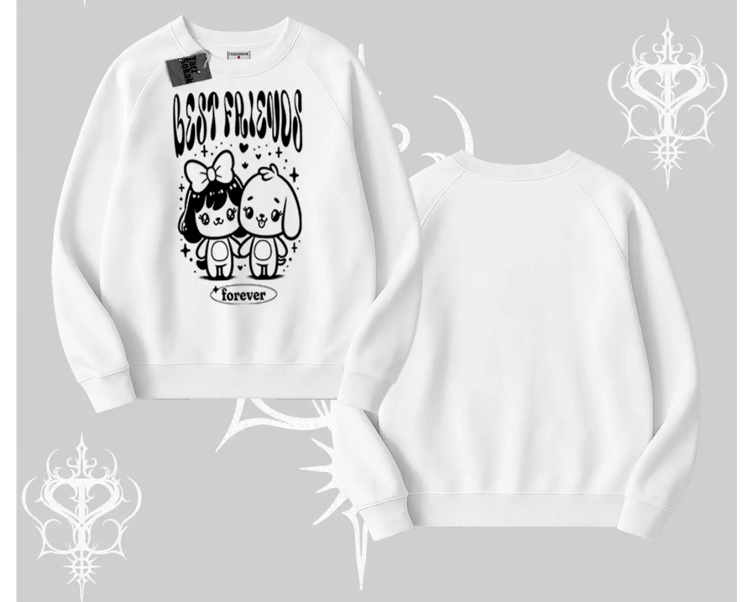 Biskilet Sweatshirt Best Friends Forever Baskılı Sevimli Tasarım