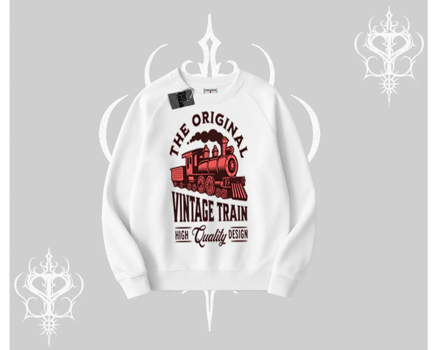 Biskilet Sweatshirt Classic Railroad Vintage Train Street Aesthetic