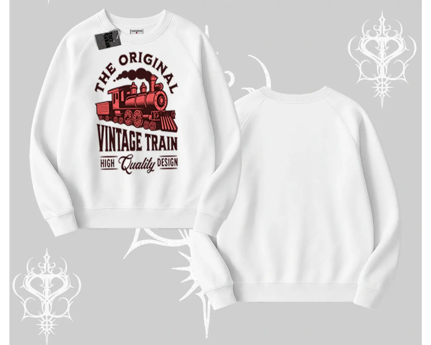Biskilet Sweatshirt Classic Railroad Vintage Train Street Aesthetic
