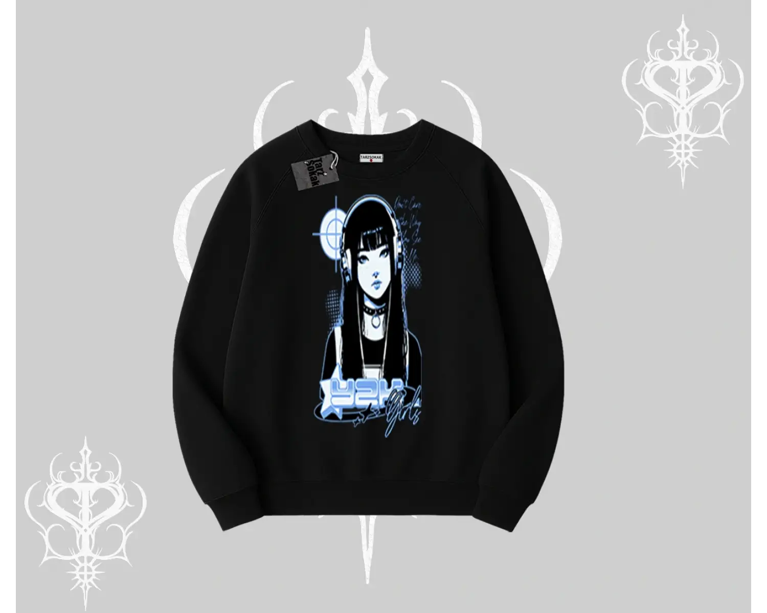 Biskilet Sweatshirt Cyber Y2K Anime Girl Street Sound Aesthetic