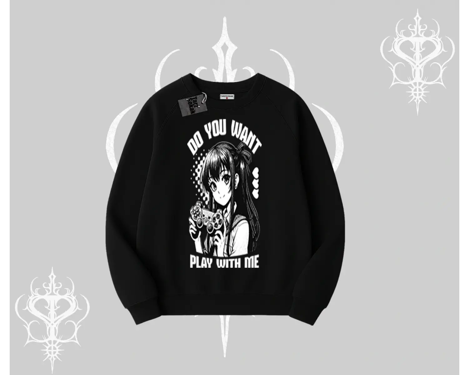 Biskilet Sweatshirt Do You Want Play With Me Anime Kız Baskılı