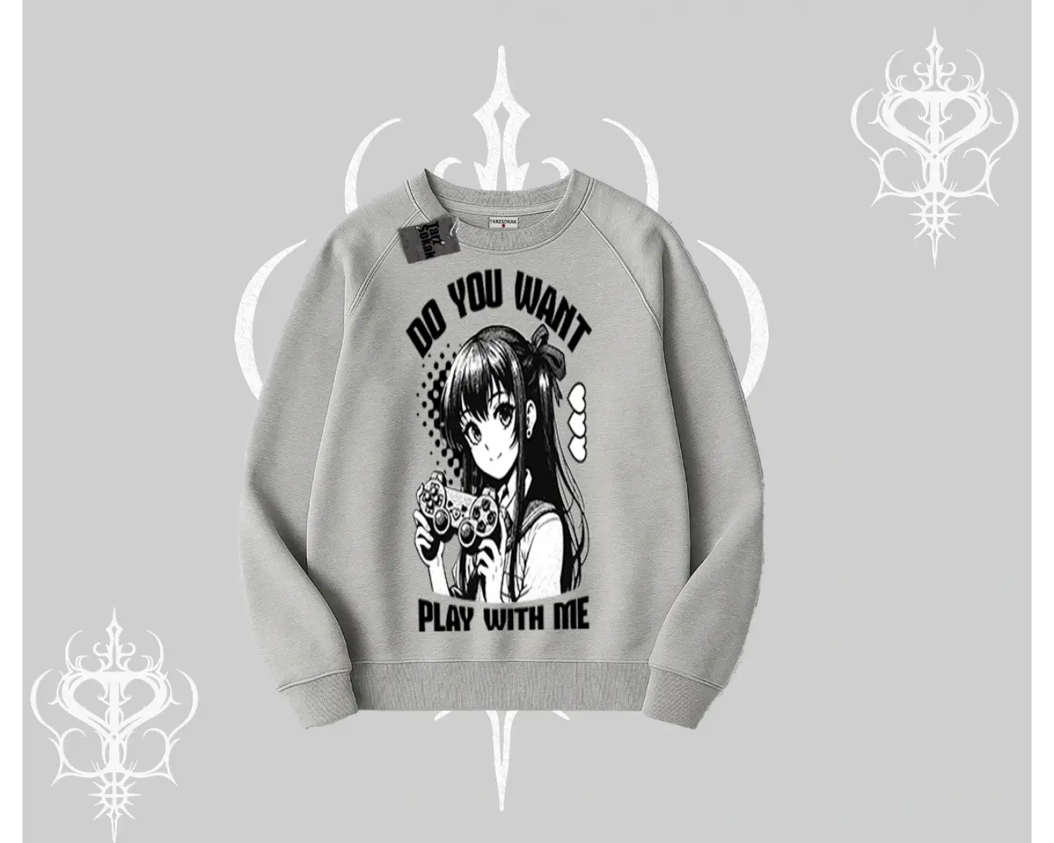 Biskilet Sweatshirt Do You Want Play With Me Anime Kız Baskılı