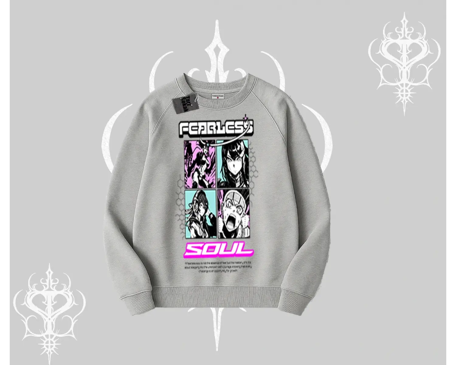 Biskilet Sweatshirt Fearless Soul Anime Kolaj Baskılı