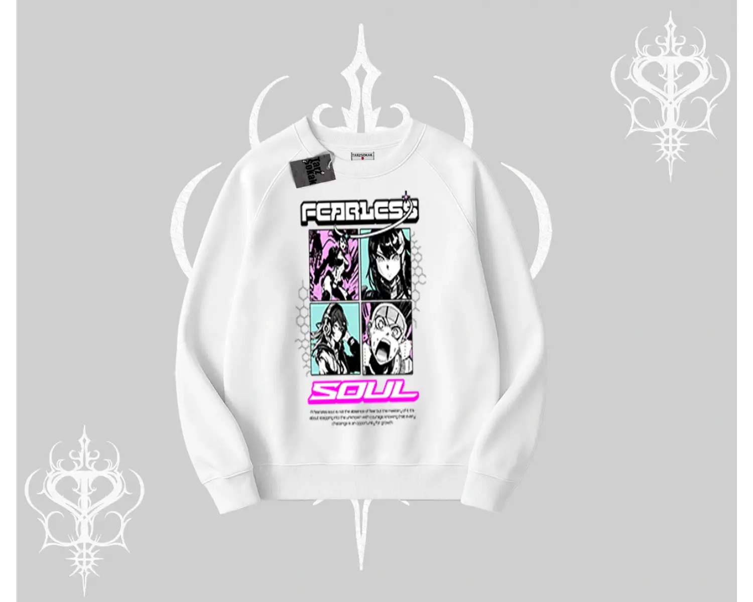 Biskilet Sweatshirt Fearless Soul Anime Kolaj Baskılı