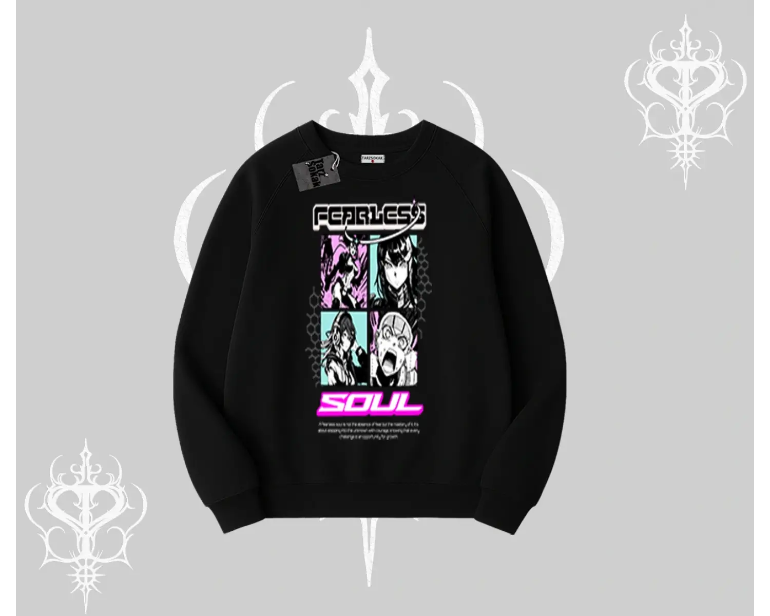 Biskilet Sweatshirt Fearless Soul Anime Kolaj Baskılı