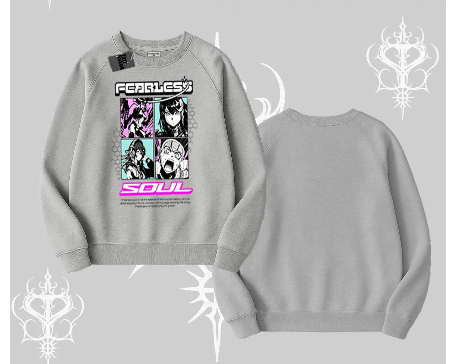 Biskilet Sweatshirt Fearless Soul Anime Kolaj Baskılı