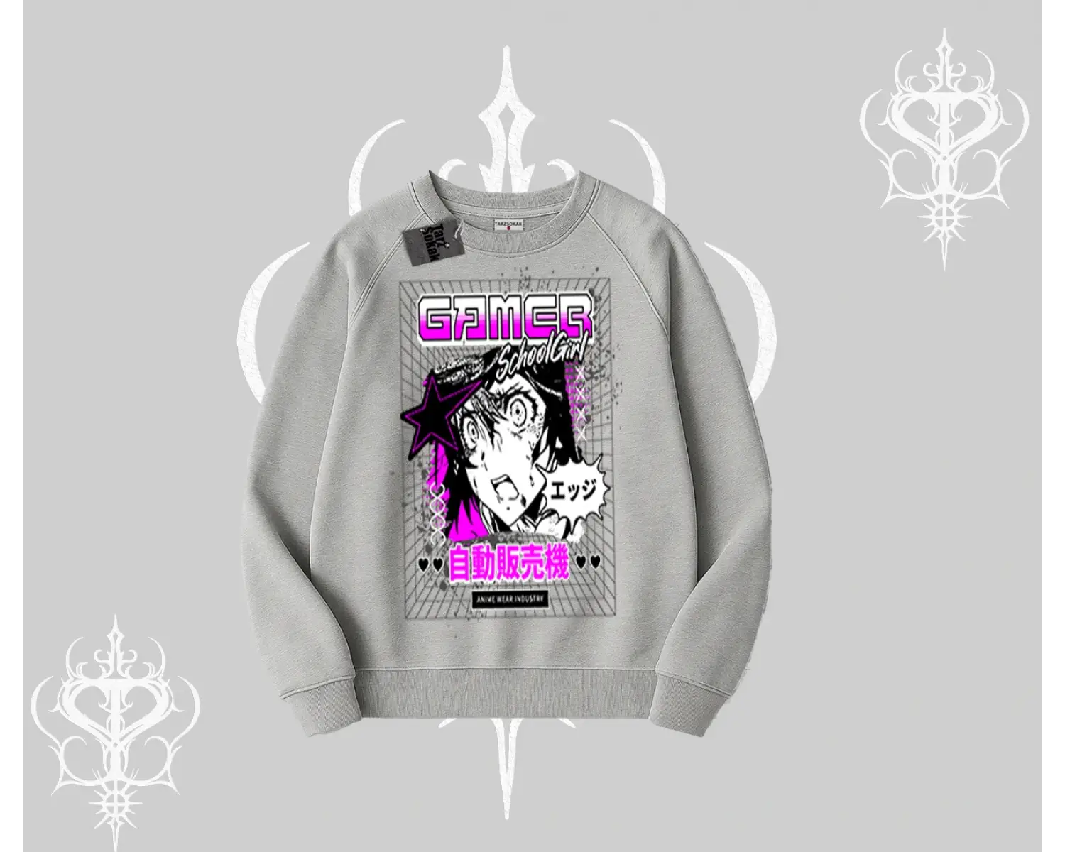 Biskilet Sweatshirt Games Schoolgirl Anime Baskılı