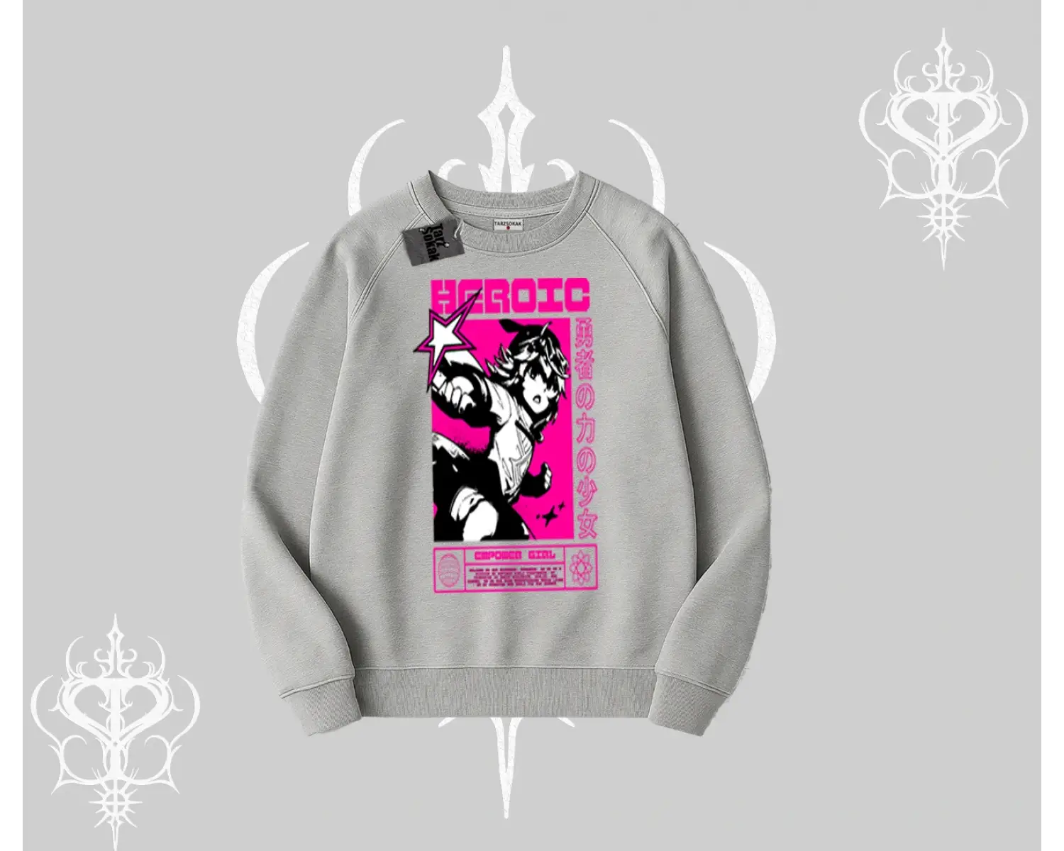 Biskilet Sweatshirt Heroic Anime Girl Japon Stil Grafik Baskılı