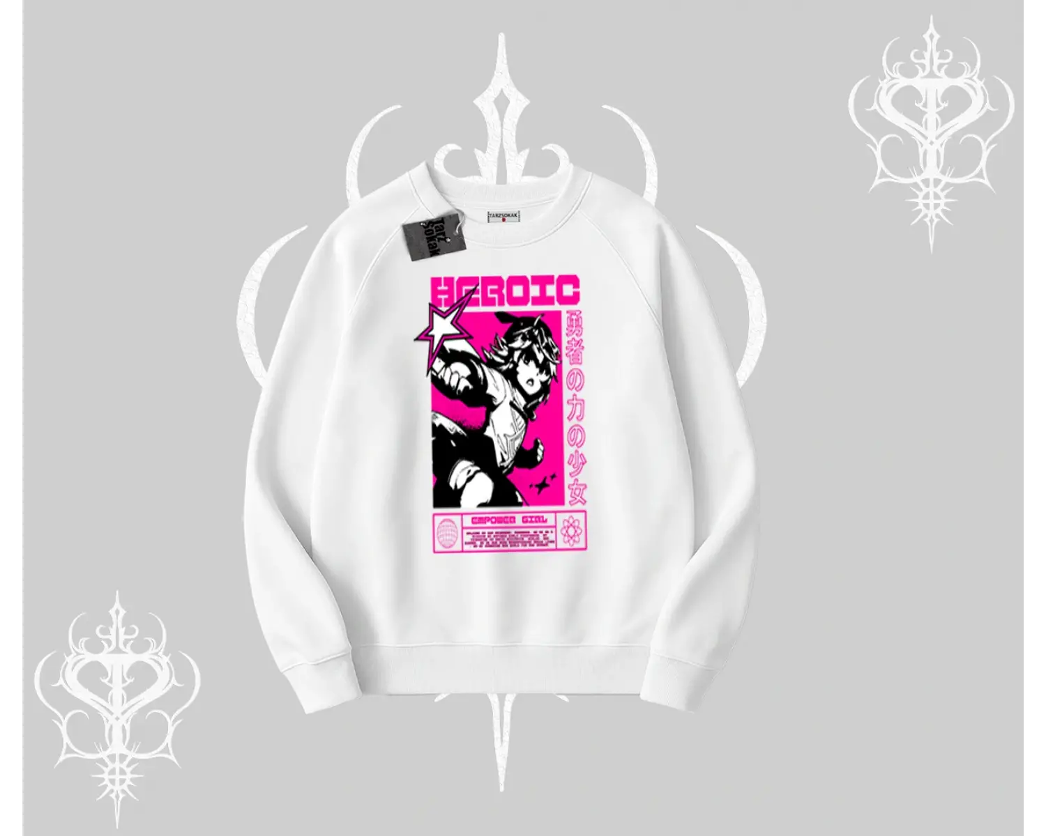 Biskilet Sweatshirt Heroic Anime Girl Japon Stil Grafik Baskılı