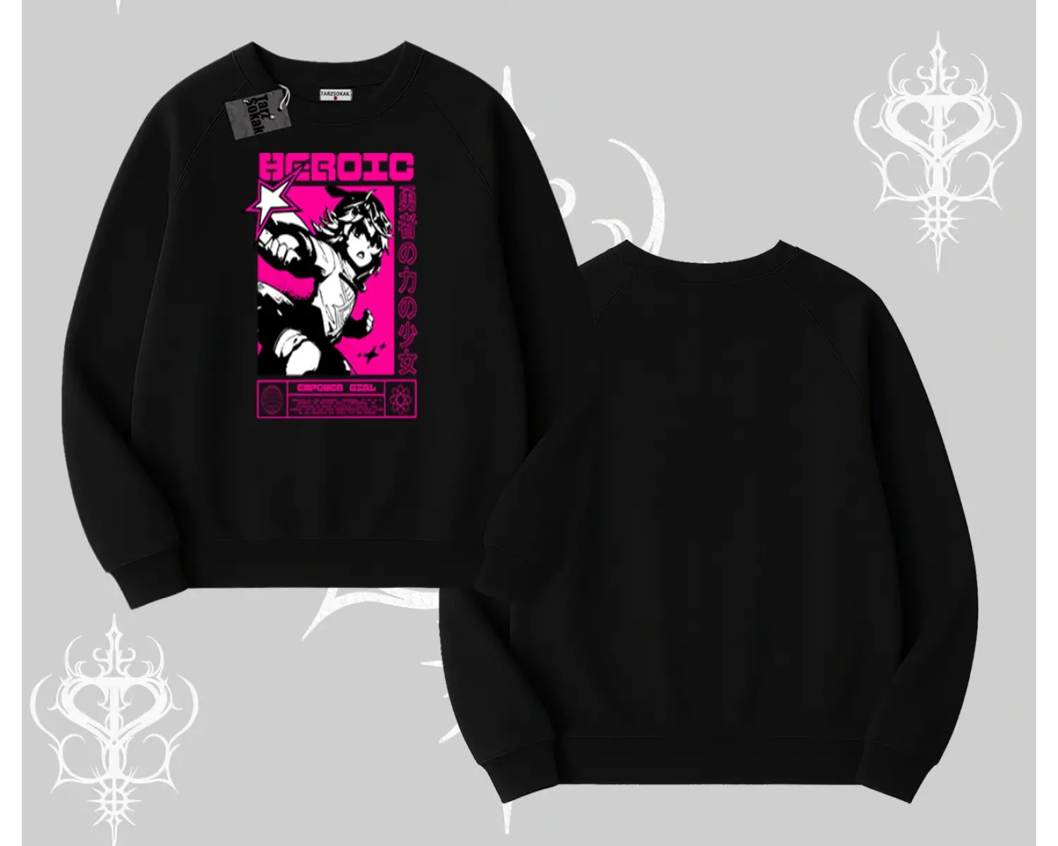 Biskilet Sweatshirt Heroic Anime Girl Japon Stil Grafik Baskılı