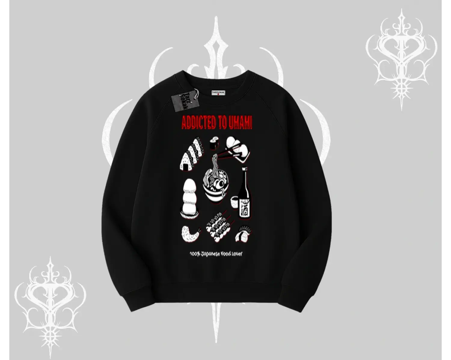 Biskilet Sweatshirt Japon Mutfağı Umami Temalı Baskılı