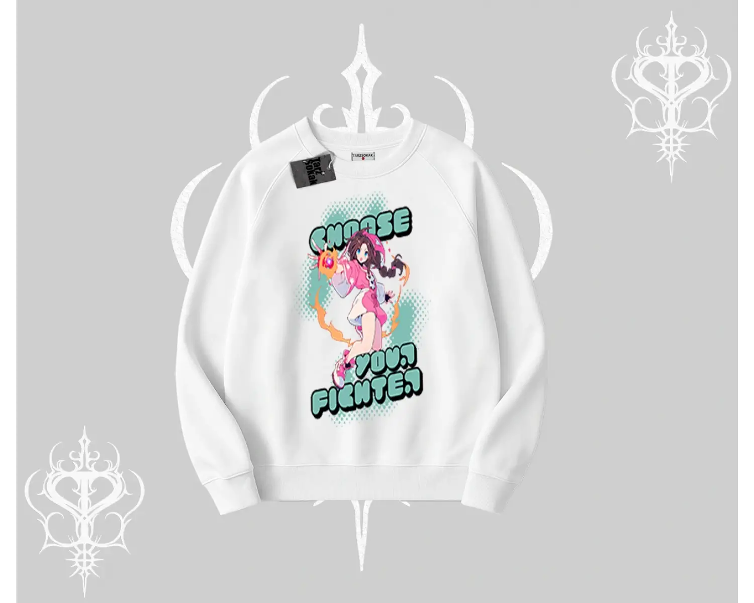 Biskilet Sweatshirt Oversize  Anime Kız Desenli Japon Stil