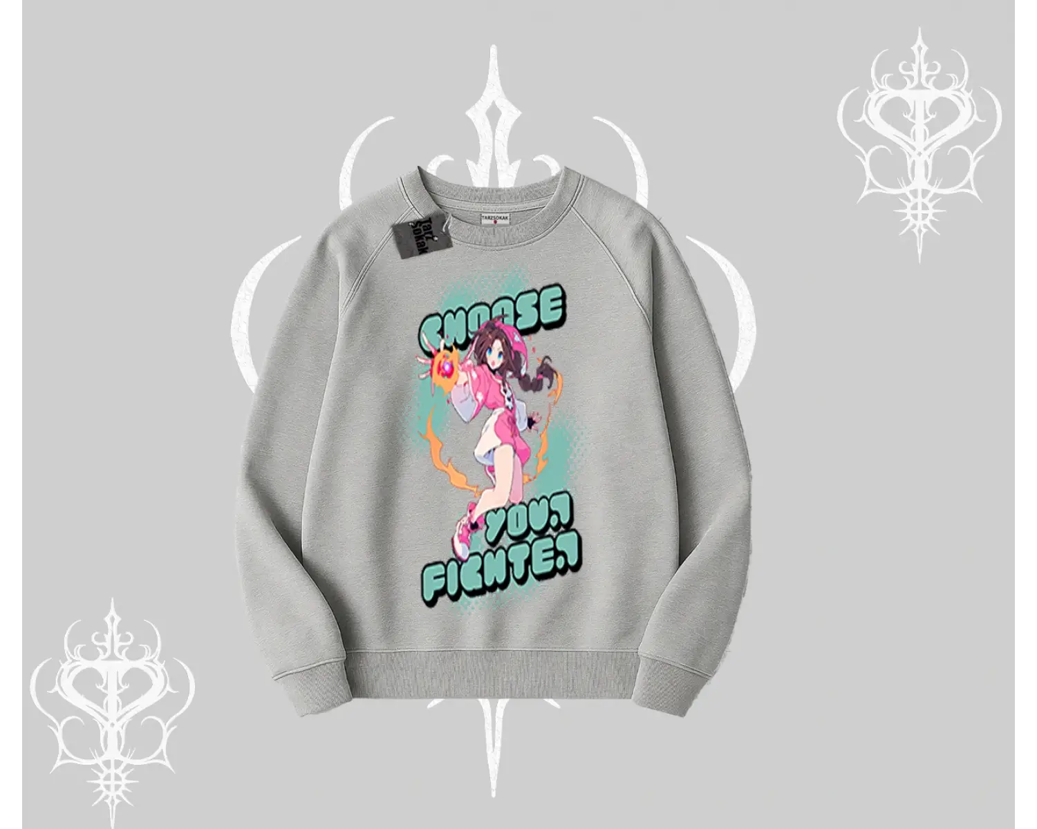 Biskilet Sweatshirt Oversize  Anime Kız Desenli Japon Stil