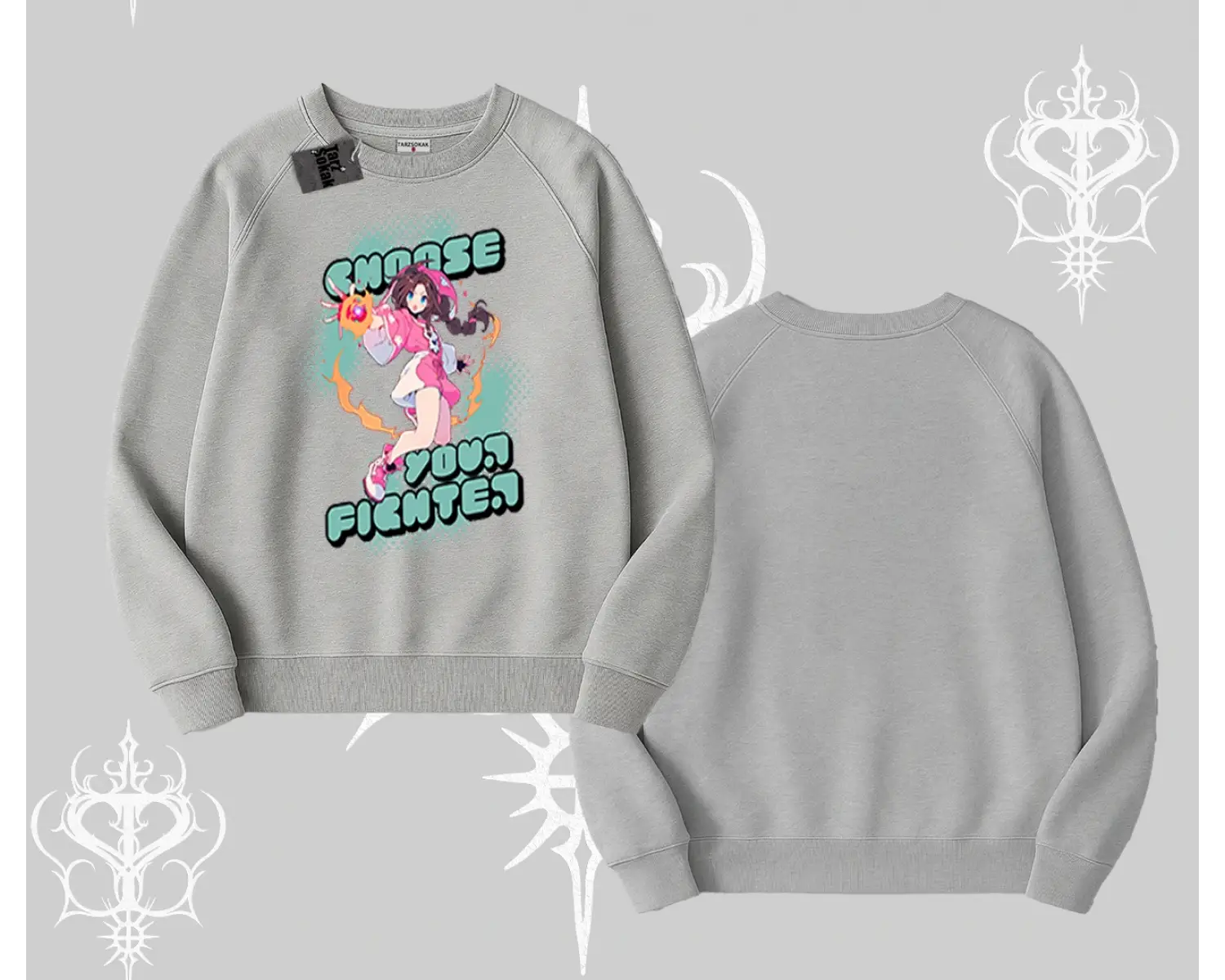 Biskilet Sweatshirt Oversize  Anime Kız Desenli Japon Stil