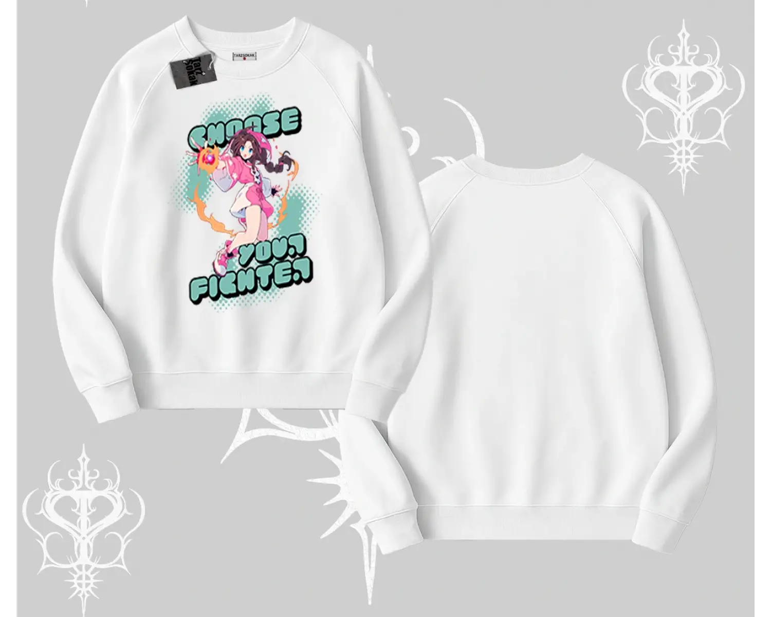 Biskilet Sweatshirt Oversize  Anime Kız Desenli Japon Stil