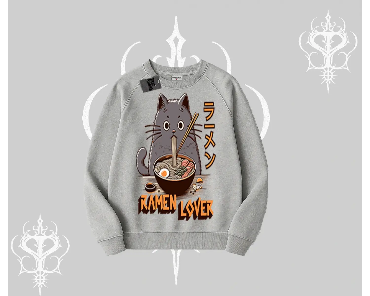 Biskilet Sweatshirt Ramen Lover Kedi Anime Baskılı