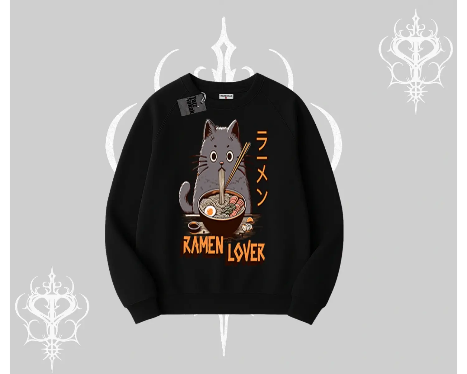 Biskilet Sweatshirt Ramen Lover Kedi Anime Baskılı