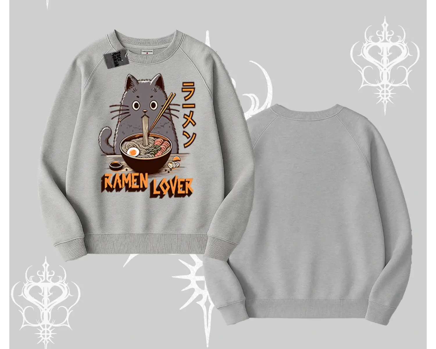 Biskilet Sweatshirt Ramen Lover Kedi Anime Baskılı