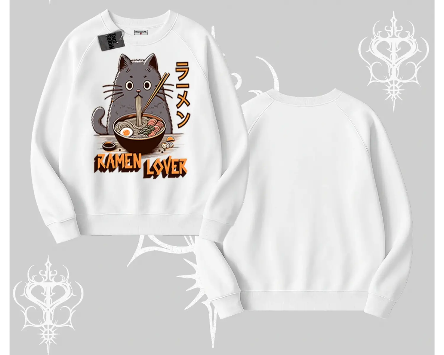 Biskilet Sweatshirt Ramen Lover Kedi Anime Baskılı
