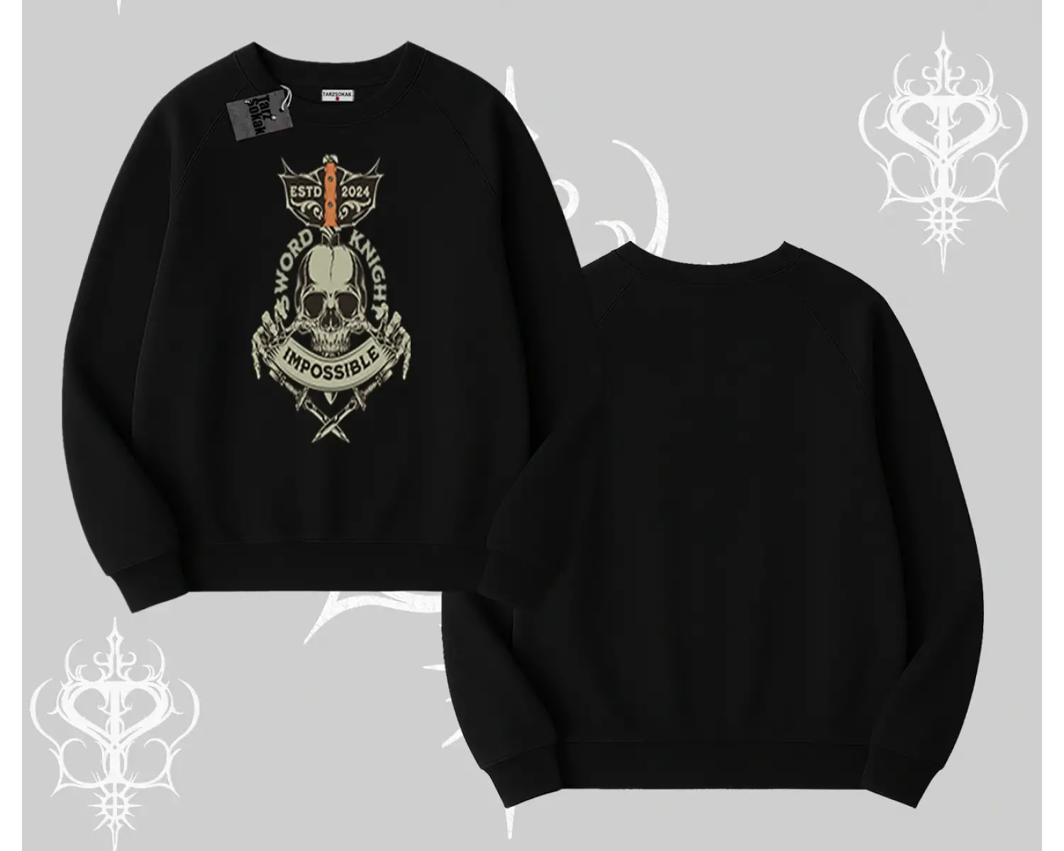 Biskilet Sweatshirt Sword Knight Skull Impossible Street Creed