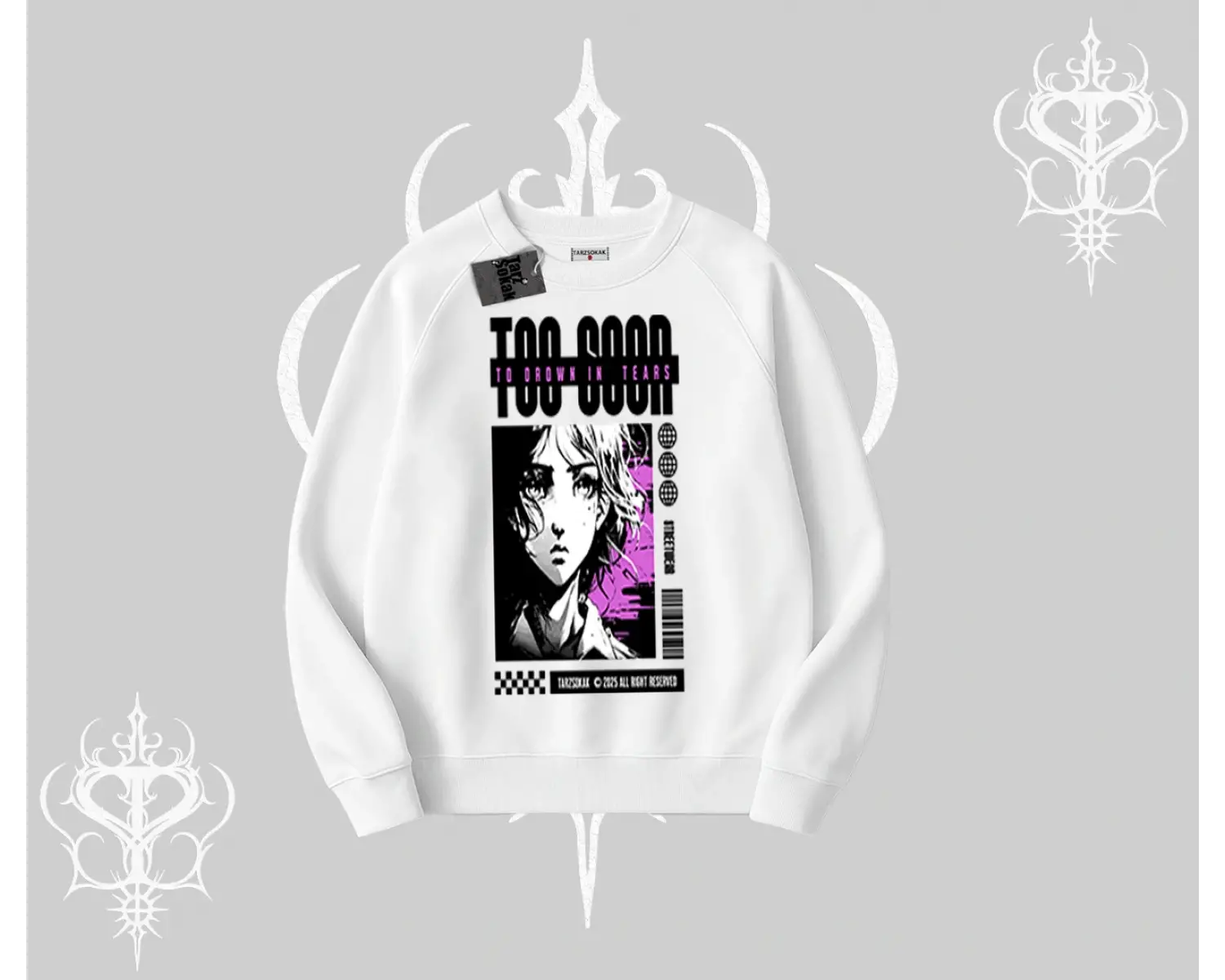 Biskilet Sweatshirt Too Good Anime Girl Grafik Baskılı