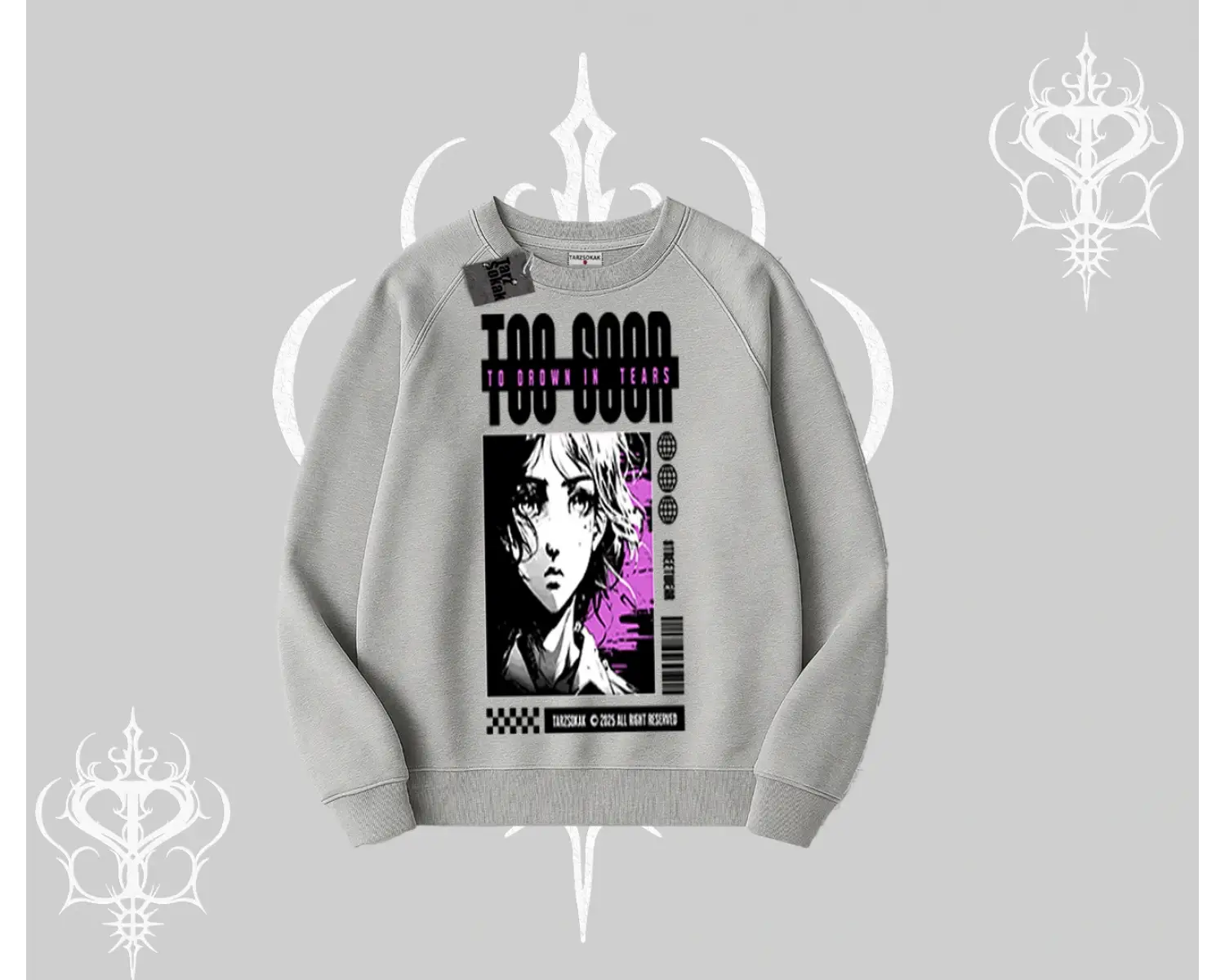 Biskilet Sweatshirt Too Good Anime Girl Grafik Baskılı