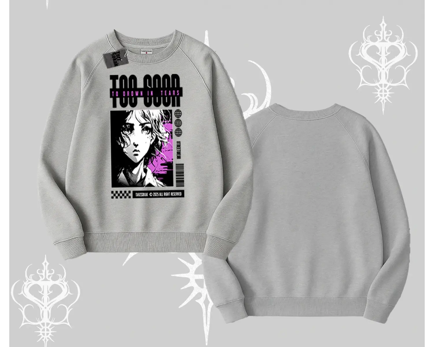 Biskilet Sweatshirt Too Good Anime Girl Grafik Baskılı