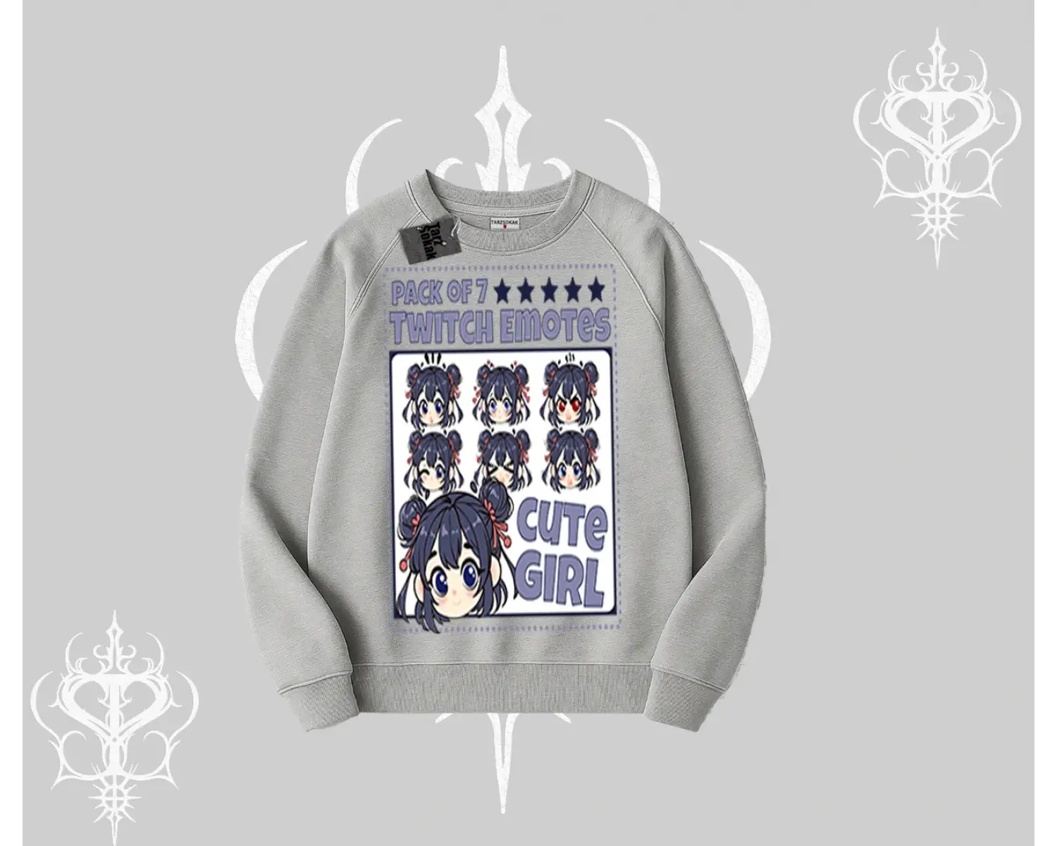 Biskilet Sweatshirt Twitch Emotes Cute Girl Anime Expression