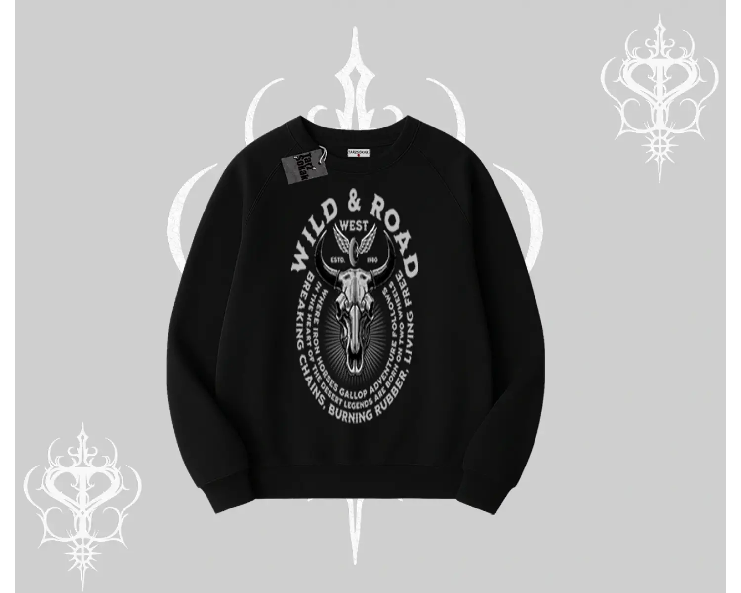 Biskilet Sweatshirt Wild & Road Western Skull Biker Street Culture