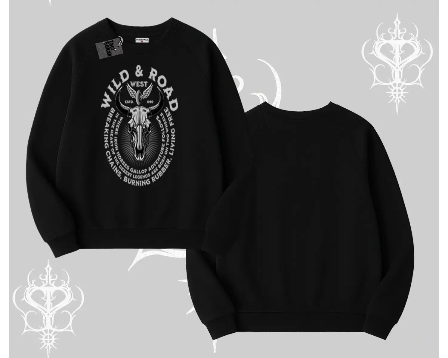 Biskilet Sweatshirt Wild & Road Western Skull Biker Street Culture