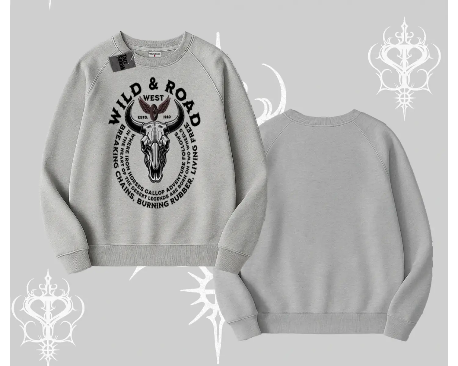 Biskilet Sweatshirt Wild & Road Western Skull Biker Street Culture