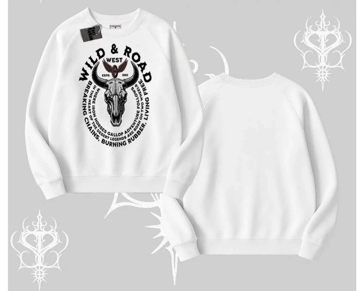 Biskilet Sweatshirt Wild & Road Western Skull Biker Street Culture