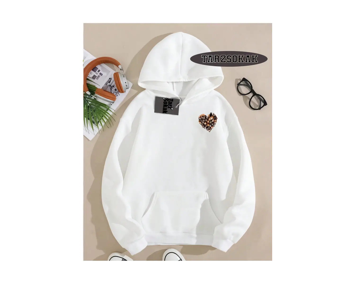 Biskilet Yaka Sweatshirt Beyaz EL GATO Özel Tasarım