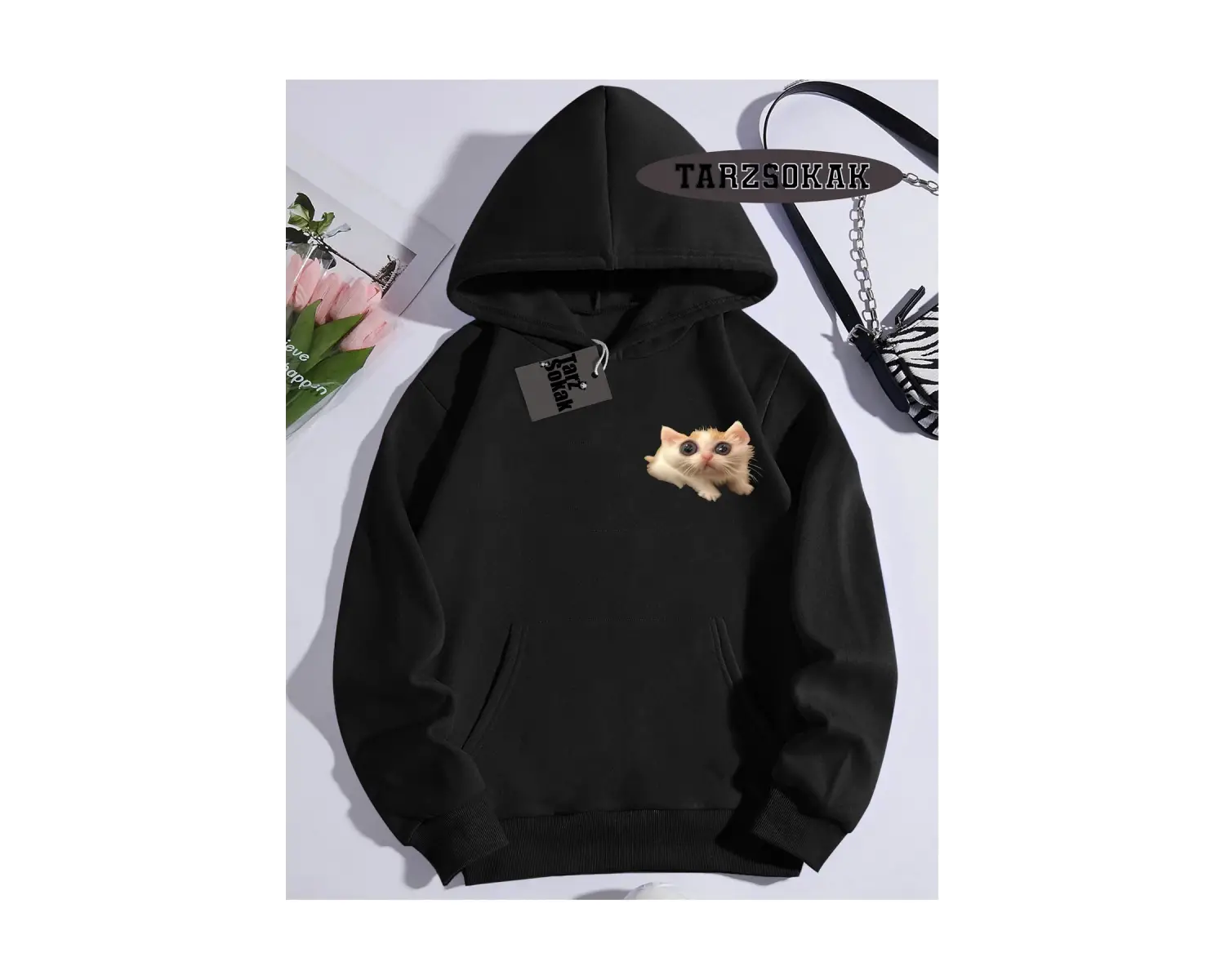 Biskilet Yaka Sweatshirt Beyaz EL GATO Özel Tasarım