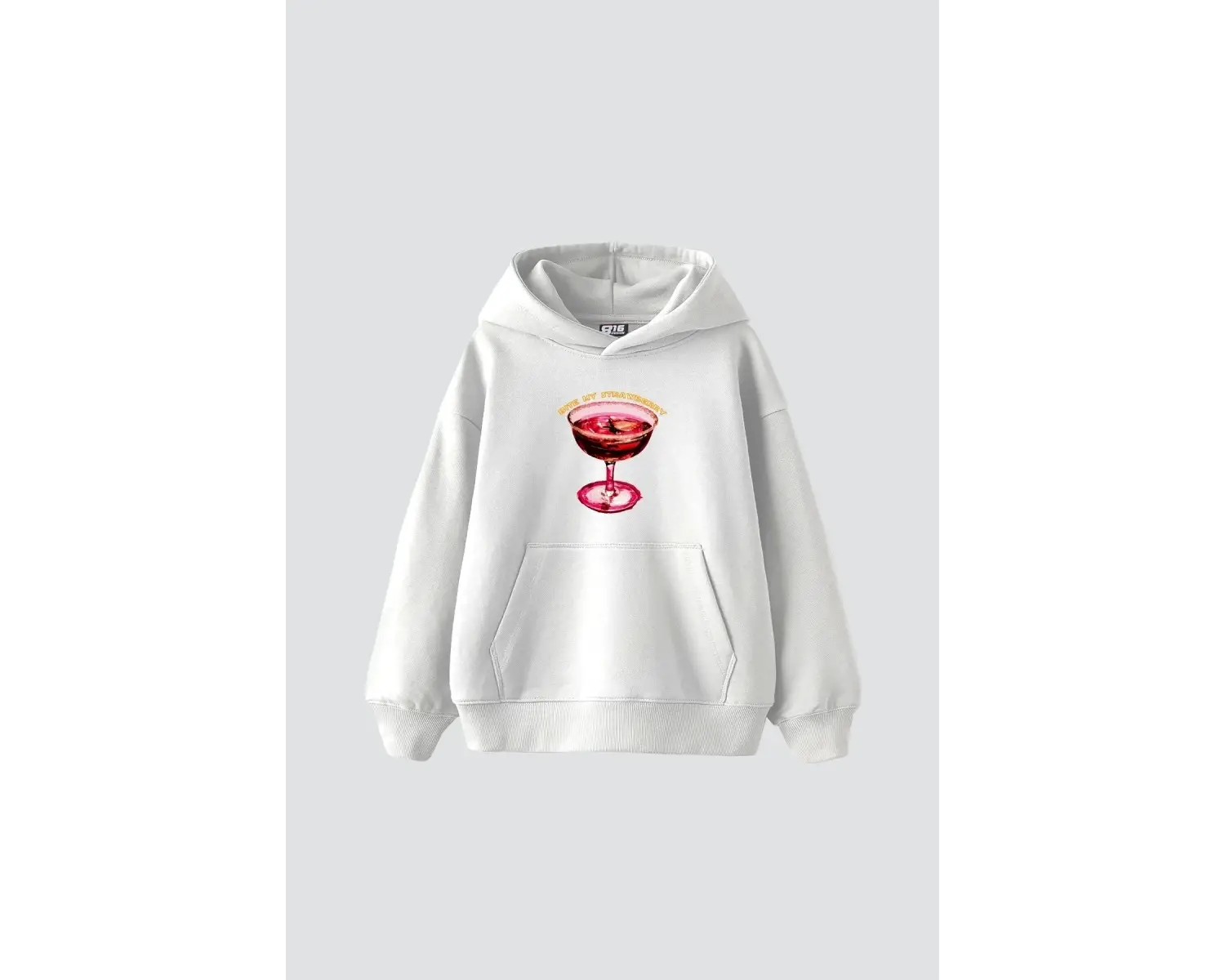 Bite My Strawberry Baskılı Oversize Unisex Premium Beyaz