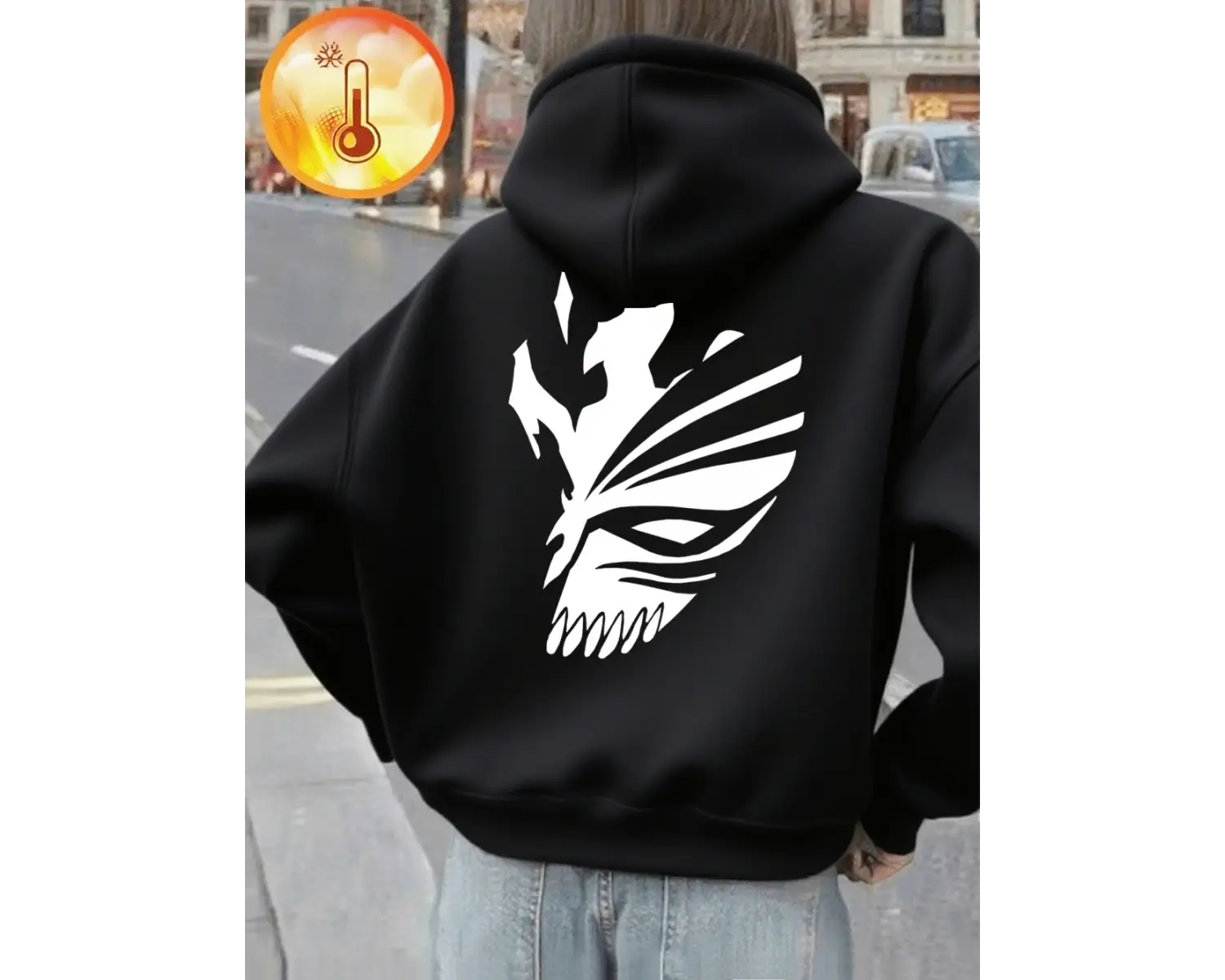 Bleach Ichigo Kırmızı Maske Baskılı Kapüşonlu Üstler Bayanlar Kışlık Polar Sıcak Sweatshirt G